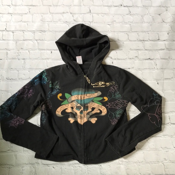 Ed Hardy Crop Hoodie Womens 